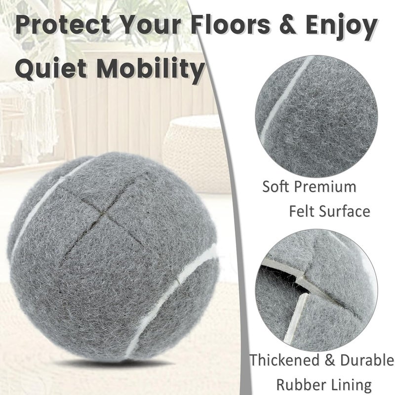 Dekafri Tennis Balls For Walkers Pre Cut 4pcs Walker Tennis Balls Precut For Seniors, Pre-Cut Ball For Walker Feet And Chair Legs, Universal Walker Glides Ball For Floor Protection, Fits Most Legs (Gray) - Image 4